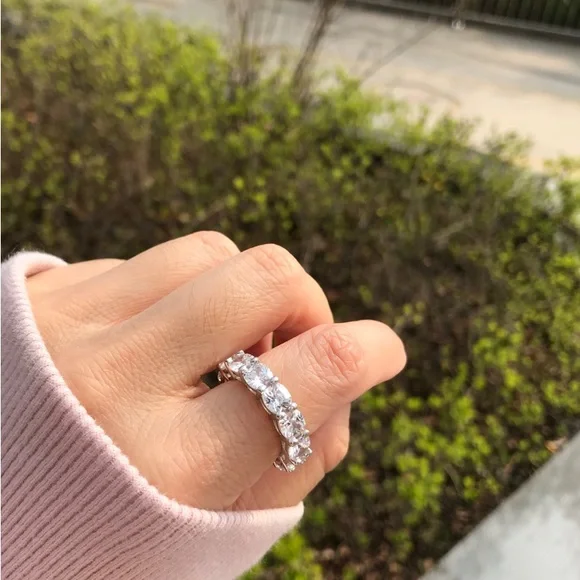 Italo Cushion Cut Wedding Band Eternity Band For Women 925 Sterling Silver - Picture 7 of 12